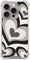 Casimoda® hoesje - Geschikt voor iPhone 15 Pro - Hart Swirl Zwart - Shockproof case - Extra sterk - TPU/acryl - Zwart, Transparant