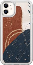 Casimoda® hoesje - Geschikt voor iPhone 11 - Abstract Terracotta - 2-in-1 case - Schokbestendig - Geometrisch patroon - Verhoogde randen - Multi, Transparant