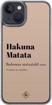 Casimoda® hoesje - Geschikt voor iPhone 13 Mini - Hakuna Matata - 2-in-1 case - Schokbestendig - Tekst - Verhoogde randen - Bruin/beige, Transparant