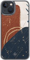 Casimoda® hoesje - Geschikt voor iPhone 13 Mini - Abstract Terracotta - 2-in-1 case - Schokbestendig - Geometrisch patroon - Verhoogde randen - Rood, Transparant