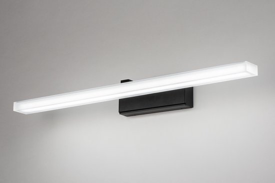 Lumidora Wandlamp 73994 - Voor binnen - MILAN - Ingebouwd LED - 12.0 Watt - 700 Lumen - 3000 Kelvin - Zwart - Wit - Kunststof - Badkamerlamp - IP44