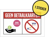 Pictogram/ sticker | "Geen betaalkaarten" | 20 x 12 cm | Geen Bancontact | Payconiq | Retail | Betaalmiddel | Contant geld | Digitaal betalen | QR code | Witte folie | Raamsticker | 1 stuk