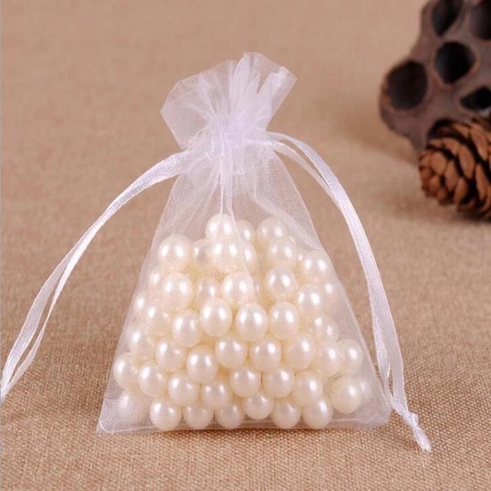 New Age Devi - 100 Stuks Witte Cadeauzakjes 7x9CM - Zakjes voor Geschenken, Juwelen en Sieraden - Ideaal als Juwelenzakje - Handige Sieradenzakjes