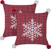 LONICERA - Sierkussen set van 2 - Rood - 45 x 45 cm - Polyester