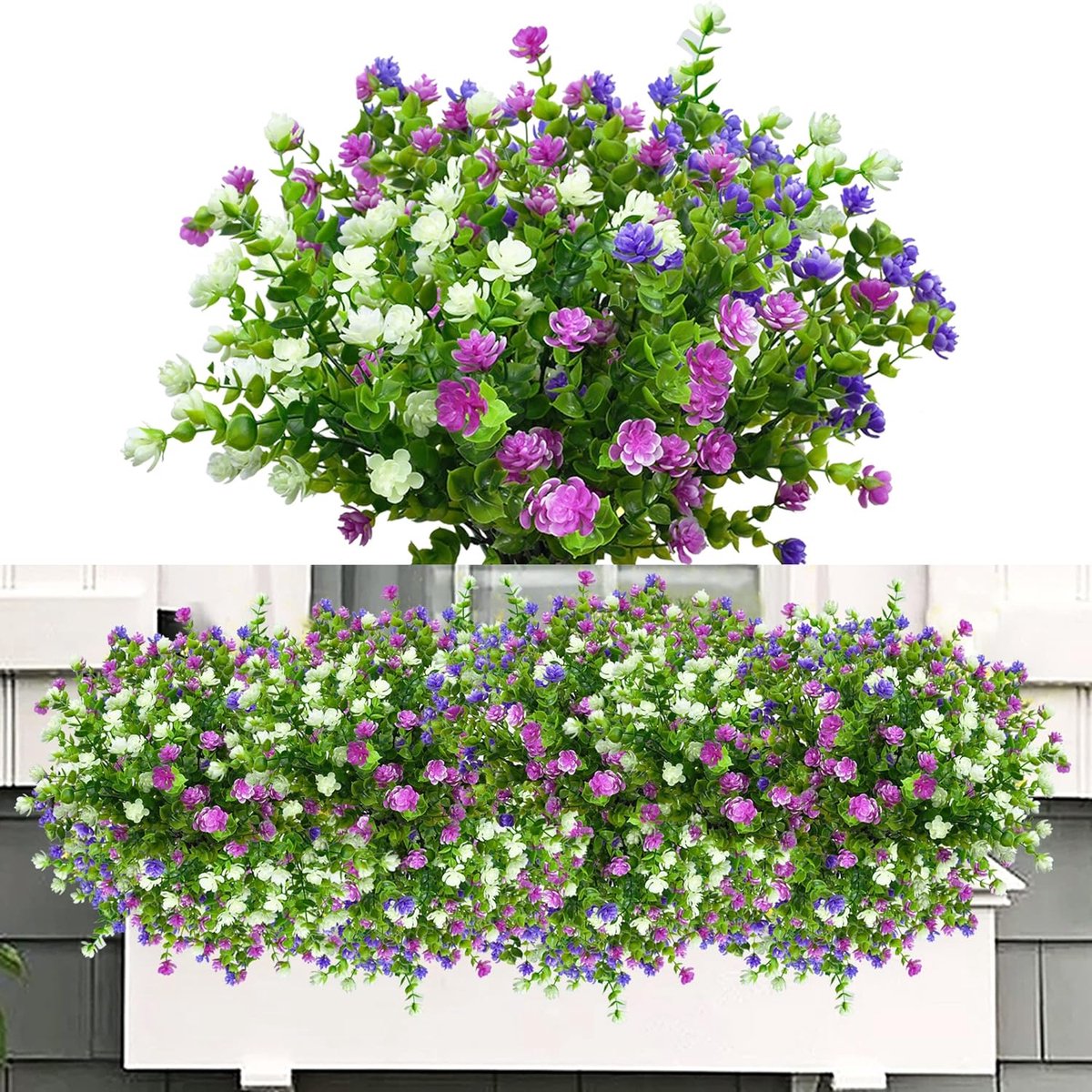 Bobbel Home Kunstbloemen Set 6 Bundels – Balkonbloemen – UV & Weerbestendig – Kunstplanten voor Buiten en Binnen