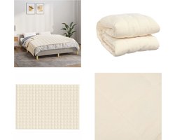 vidaXL Verzwaringsdeken 140x200 cm 10 kg stof lichtcrèmekleurig - Verzwaringsdeken - Verzwaringsdekens - Deken - Beddengoed
