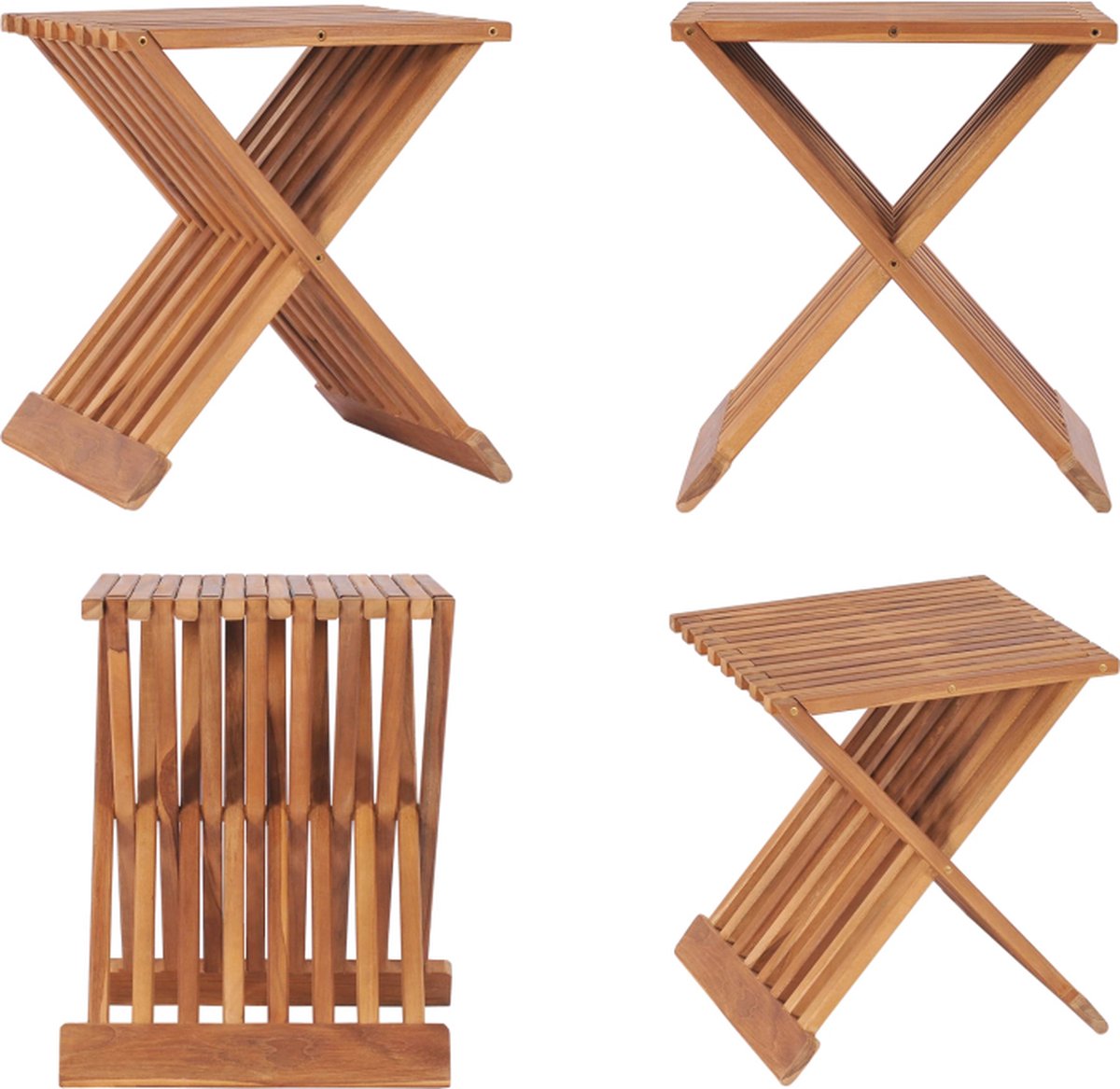 Tabouret Pliable En Bois De Teck VidaXL - Pour Jardin, Camping, Plage (40x32x45 Cm)