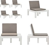 vidaXL Loungestoelen 4 st met kussens kunststof wit - Tuinloungestoel - Tuinloungestoelen - Tuinstoel - Tuinstoelen