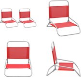 vidaXL Strandstoelen 2 st inklapbaar stof rood - Campingstoel - Campingstoelen - Kampeerstoel - Kampeerstoelen