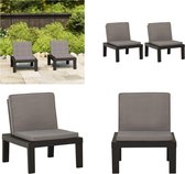 vidaXL Loungestoelen 2 st met kussens kunststof grijs - Loungestoel - Loungestoelen - Tuinstoel - Tuinstoelen
