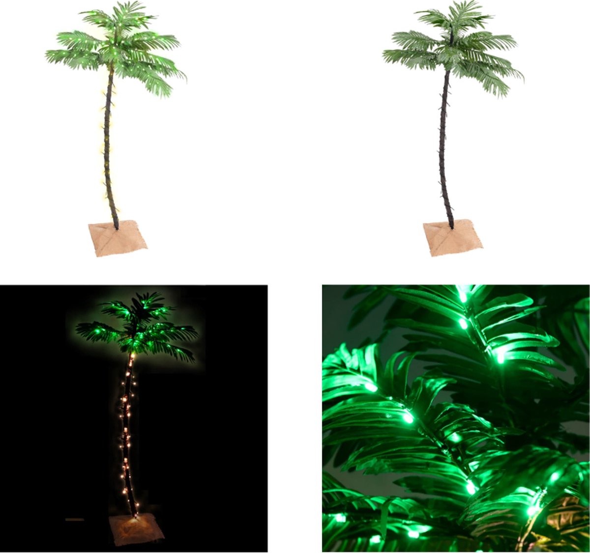 vidaXL Palmboom LED 88 LED's warmwit 150 cm - LED-boom - LED-bomen - Palmboom - Kunstplant