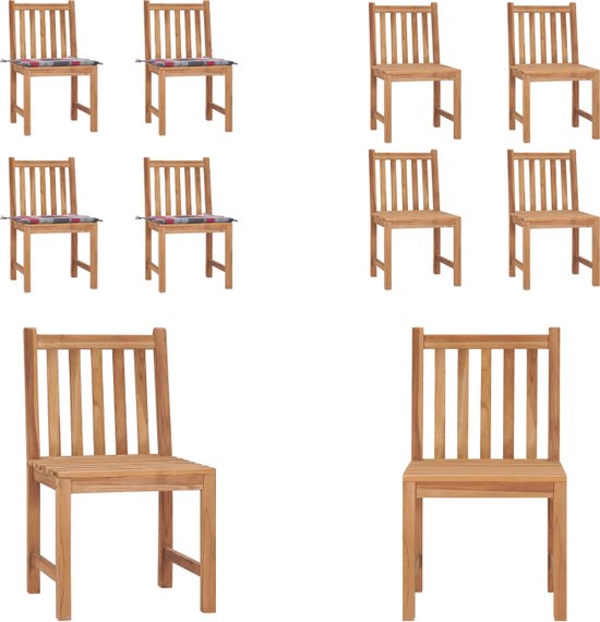 vidaXL Tuinstoelen 4 st met kussens massief teakhout - Tuinstoel - Tuinstoelen - Buitenstoel - Buitenstoelen