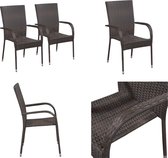 vidaXL Chaises de jardin empilables 2 pcs Polyrotin Marron - Chaise empilable - Chaises empilables - Chaise - Chaises