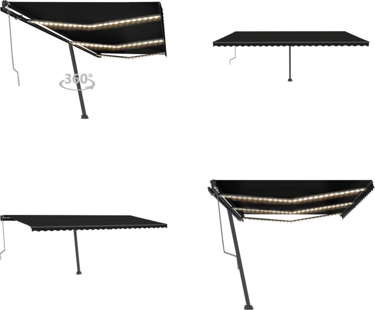 VidaXL Luifel automatisch met LED en windsensor 600x300 cm antraciet Uitschuifbare Luifel Uitschuifbare Luifels Uittrekbare Luifel Uittrekbare Luifels