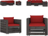 vidaXL 7-delige Loungeset met kussens grijs geïmpregneerd hout - Pallet Loungeset - Pallet Loungesets - Tuinset - Tuinsets
