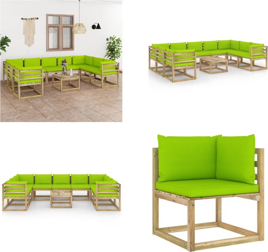 vidaXL 8-delige Loungeset met kussens geïmpregneerd grenenhout - Pallet Loungeset