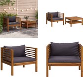 vidaXL 2-delige Loungeset met donkergrijze kussens acaciahout - Loungebank - Loungebanken - Loungeset - Loungesets