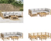 vidaXL 7-delige Loungeset met lichtgrijze kussens bamboe - Loungeset - Loungesets - Tuinset - Bamboe Loungeset