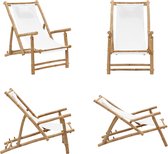 vidaXL Chaise de terrasse Bambou et toile Blanc crème - Chaise de terrasse - Chaises de terrasse - Chaise de plage - Chaise de jardin