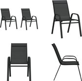 vidaXL Chaises de jardin empilables 2 pcs Tissu textilène Noir - Chaise de jardin empilable - Chaises de jardin empilables - Chaise empilable - Chaise d'extérieur