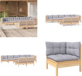 vidaXL 9-delige Loungeset met grijze kussens massief grenenhout - Loungeset - Loungesets - Lounge Set - Lounge Sets