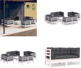 vidaXL 9-delige Loungeset met antracietkleurige kussens grenenhout - Loungeset - Loungesets - Lounge Set - Tuinset