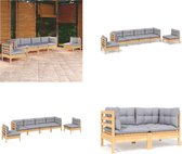 vidaXL 6-delige Loungeset met grijze kussens grenenhout - Loungeset - Loungesets - Lounge Set - Lounge Sets