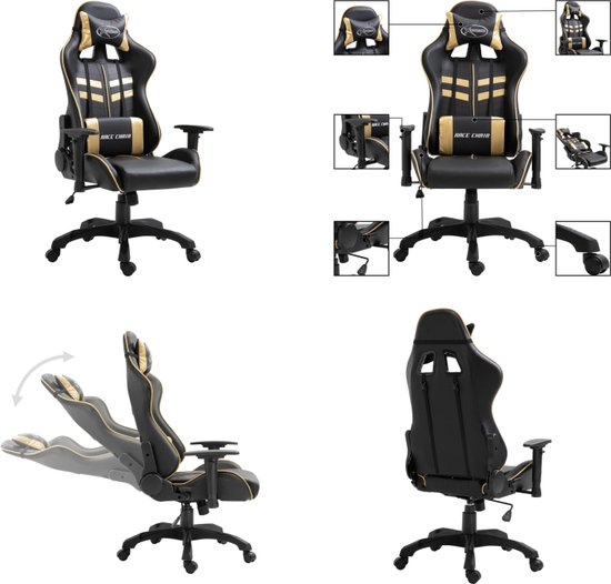 vidaXL Gamestoel kunstleer goudkleurig - Gamingstoel - Gamingstoelen - Racingstoel - Racingstoelen