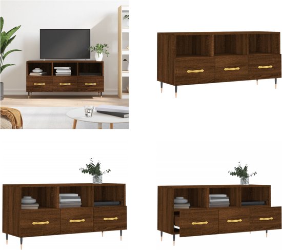 vidaXL Tv-meubel 100x35x55 cm bewerkt hout gerookt eikenkleurig