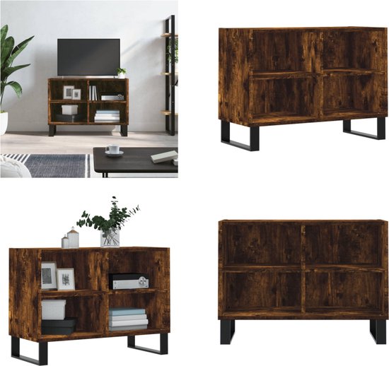 vidaXL Tv-meubel 69-5x30x50 cm bewerkt hout gerookt eikenkleurig - Tv-meubel - Tv-meubelen - Tv Kast - Opbergkast