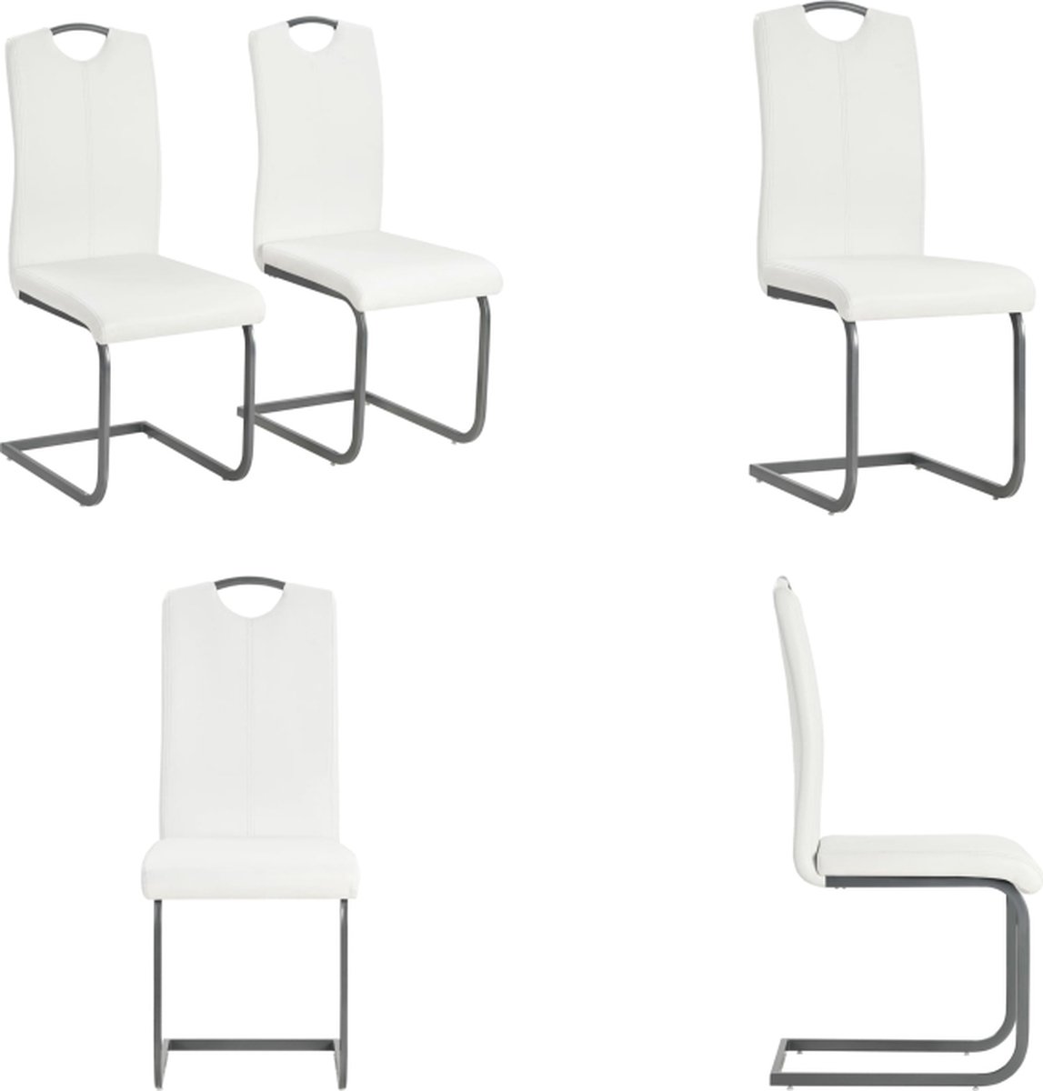 vidaXL - Eetkamerstoelen - 2 - st - kunstleer - wit