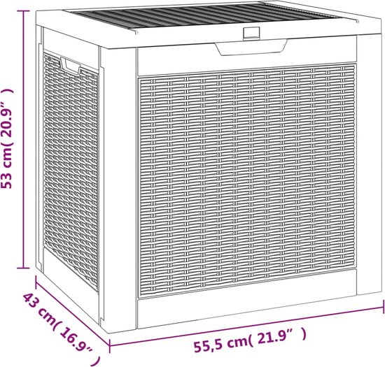 vidaXL Tuinbox 55,5x43x53 cm polypropeen lichtbruin, opbergbox, buitenbox, tuin opbergbox, tuinopbergbox, box, buiten opbergbox, opbergkist, tuinkist