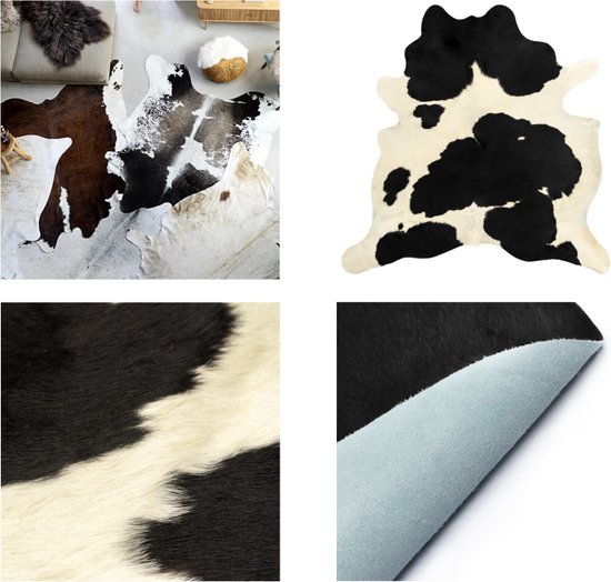 vidaXL Vloerkleed 150x170 cm echte runderhuid zwart en wit - Vloerkleed - Vloerkleden - Karpet - Karpetten