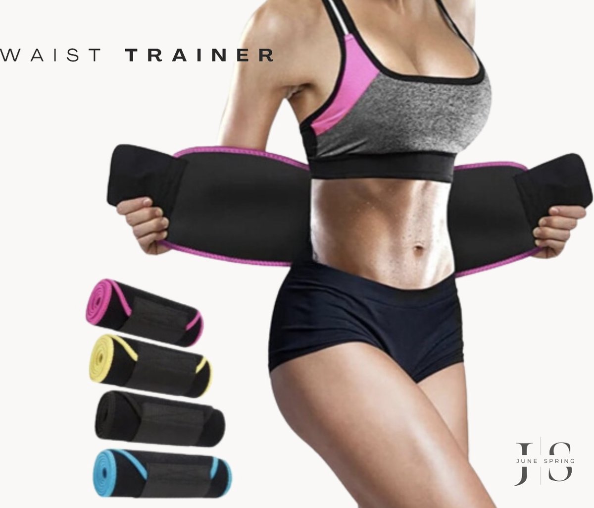 Goedkoopste June Spring - Waist trainer - Man en Vrouw - Kleur Zwart - Maat OneSize