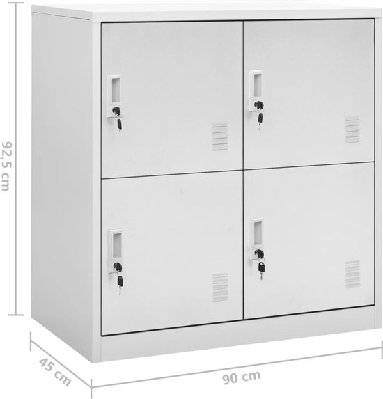 vidaXL Armoires à casiers 2 pcs 90x45x92-5 cm Acier Gris clair - Armoire de casier - Armoires à casiers - Armoire de casier - Armoires de Armoires