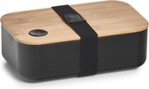 Zeller, Lunch Box, Plastique/Bambus, schwarz, Avec anneau en silicone/élastique, environ 19,3 x 11,8 x 6,8 cm