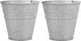 2x anciens seaux/pots de fleurs en zinc argent 12 cm - Seaux en zinc - Seau à fleurs - Seau de Décoration