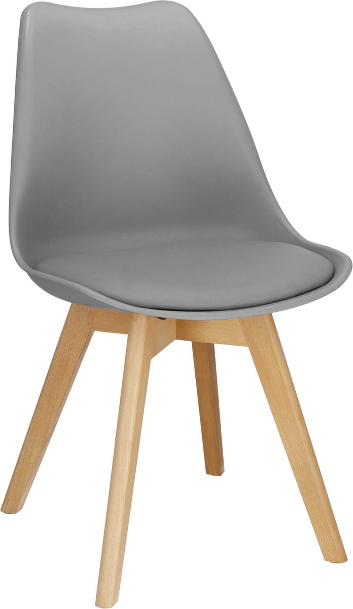 Springos Eetkamerstoel - Gestoffeerd - Grijs - 82 x 44,5 x 41 CM