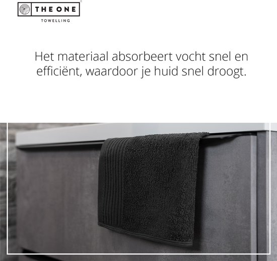 The One Towelling Classic Gastendoek - Kleine handdoek - Hoge vochtopname - 100% Gekamd katoen - 30 x 50 cm- Zwart - The One towelling