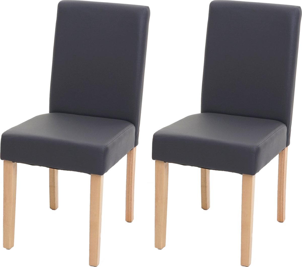 Cosmo Casa 2-Delige set eetkamerstoelen Littau - Kunstleer- Mat grijs- Lichte poten
