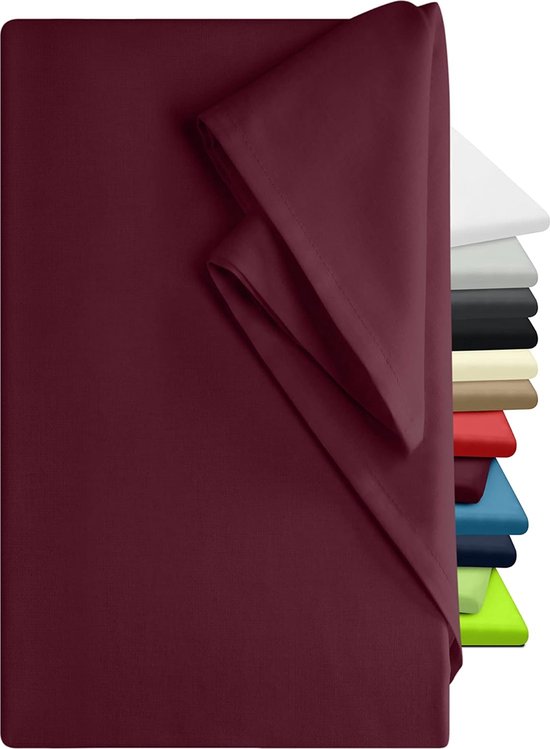 Bedlaken zonder spanrubber - huishouddoek in vele kleuren en maten - 100% katoen, ca. 150 x 250 cm, bordeaux