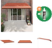 vidaXL Luifel uittrekbaar 3x2 5 m stof en aluminium oranje en bruin Vensterzonwering Inclusief Reiniger