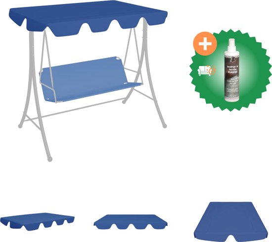 vidaXL Vervangingsluifel voor schommelbank 188/168x110/145 cm blauw Partytent Inclusief Reiniger