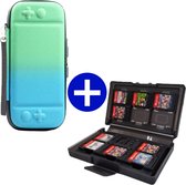 Case geschikt voor Nintendo Switch / Nintendo Switch OLED + Game Card hoes - 12 Games - Draagtas - Opbergtas - Groen/Blauw/Grijs