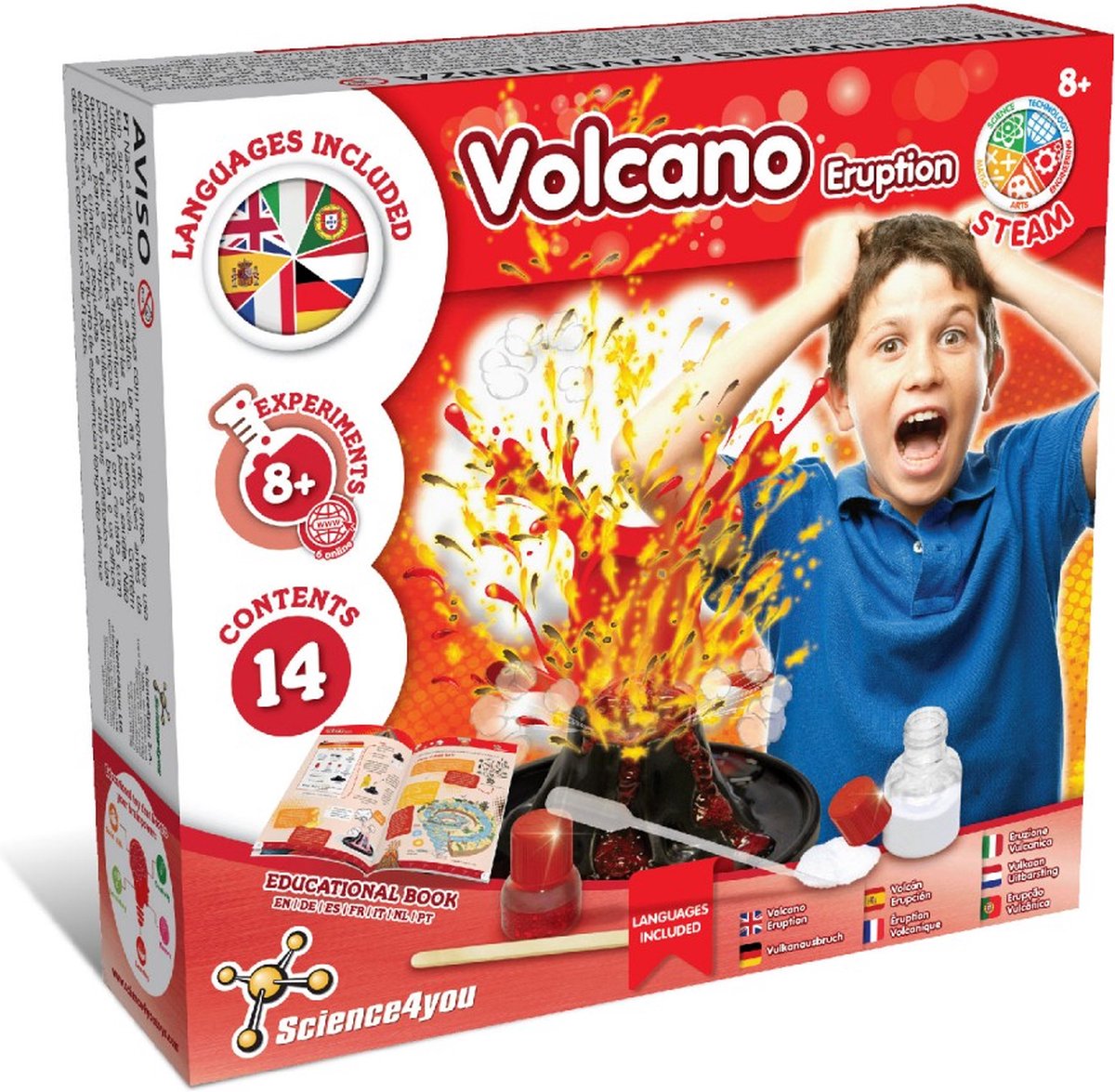 Science4you Vulkaanuitbarsting - Experimenteerset - 14-delig Experimentenset - 8 Experimenten - Voor Kinderen vanaf 8 jaar