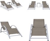 vidaXL Chaises longues 2 pcs avec table Aluminium Couleur taupe - Chaise longue - Chaises longues - Chaise longue - Chaises longues