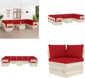 vidaXL 10-delige Loungeset met kussens pallet vurenhout - Loungeset - Loungesets - Tuinset - Tuinsets