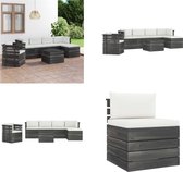 vidaXL 7-delige Loungeset met kussens pallet massief grenenhout - Loungeset - Loungesets - Tuinset - Tuinsets