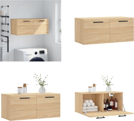 Wandkast 101x30x29 cm bewerkt hout artisanaal eikenkleurig kopen