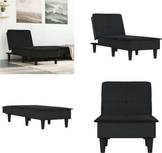 vidaXL Chaise longue Tissu Noir - Chaise longue - Chaise longue - Canapé lounge - Divan